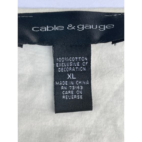 CABLE & GAUGE, SIZE XL CREAM TANK WITH FLOWER EMBELLISHMENT - Picture 4 of 4